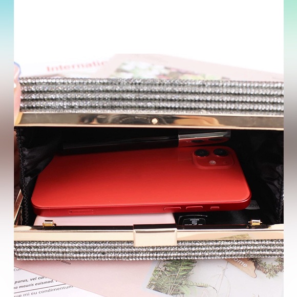 Rhinestone Crossbody Clutch Cassette Purse - Picture 6 of 10